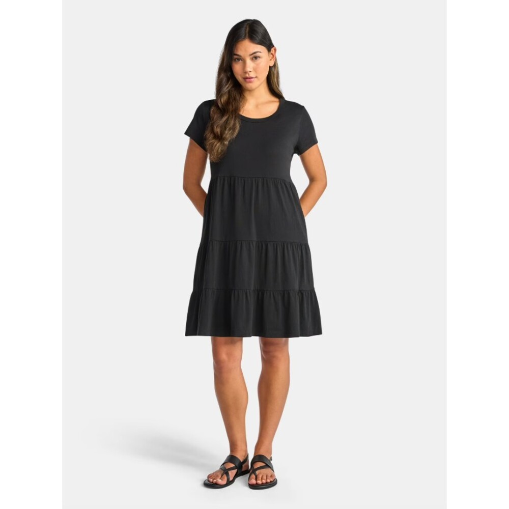 Time and Tru Women's Tiered Cotton Dress with Short Sleeves NWT
